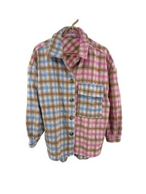 Timing Plaid Button-Down Shirt Jacket shacket flannel M oversized fall winter